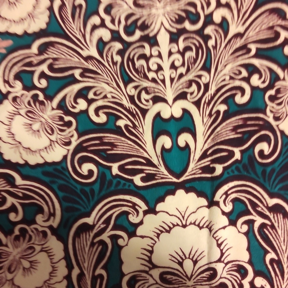 Talbots  long-sleeve cowl neck top with a paisley print.  Teal Burgundy - Picture 7 of 9